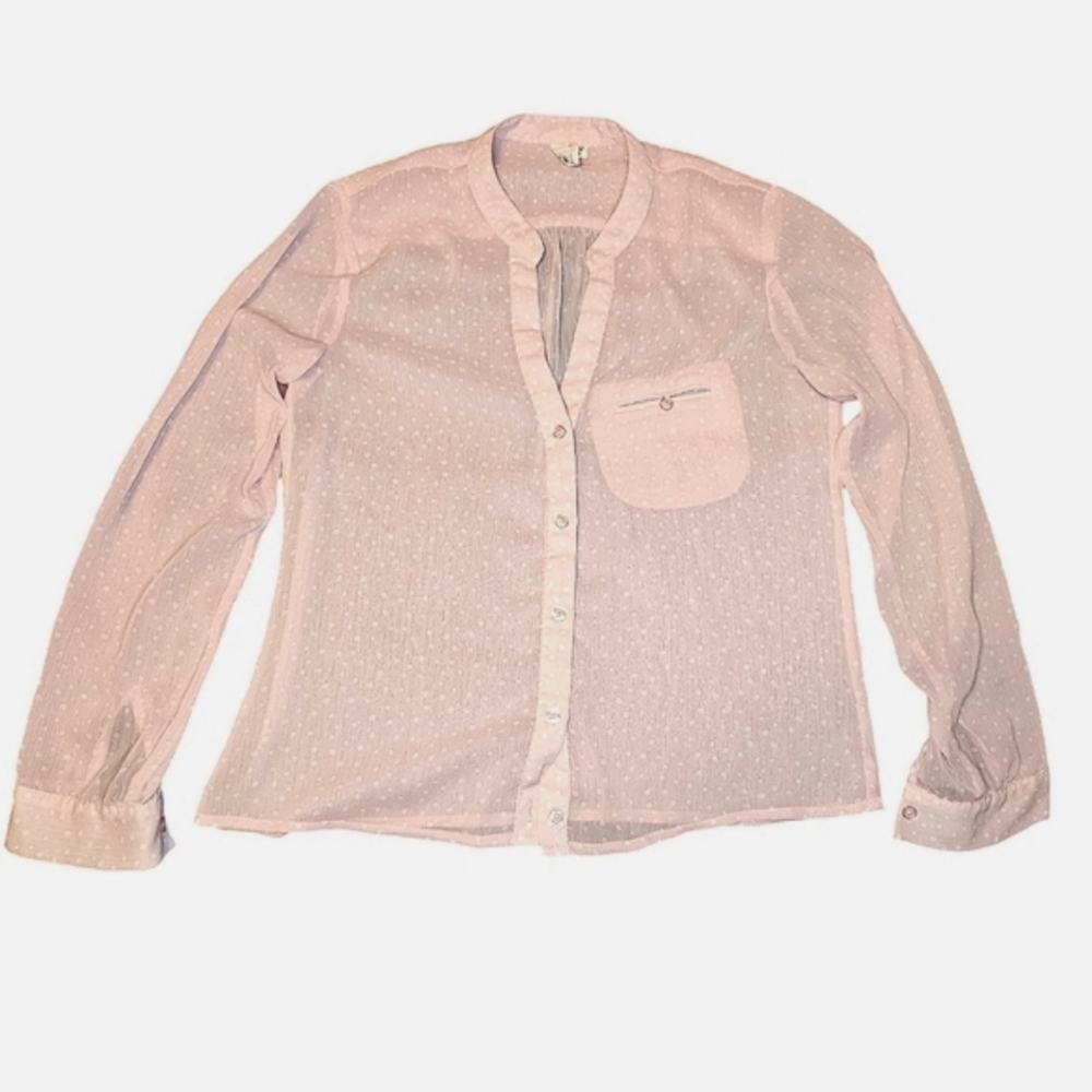 Kut From the Kloth Pink and White Polka Dot Blouse size S